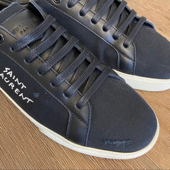 Saint Laurent court classic embroidered sneakers - Picture 4 of 14